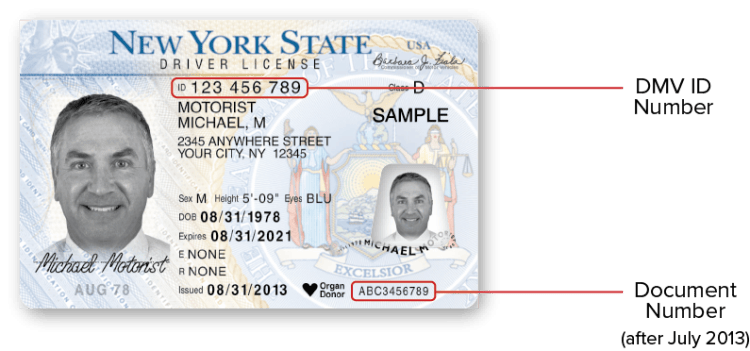 Sample NYS Standard Driver License after July 2013 – Front